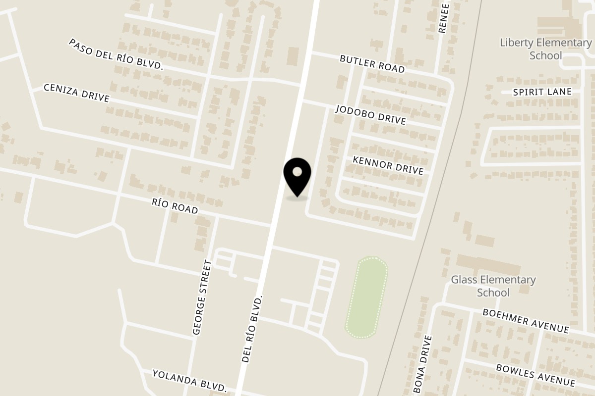 Map showing the location of Mi Ranchito Mexican Restaurant on 1720 Del Rio Blvd in Eagle Pass